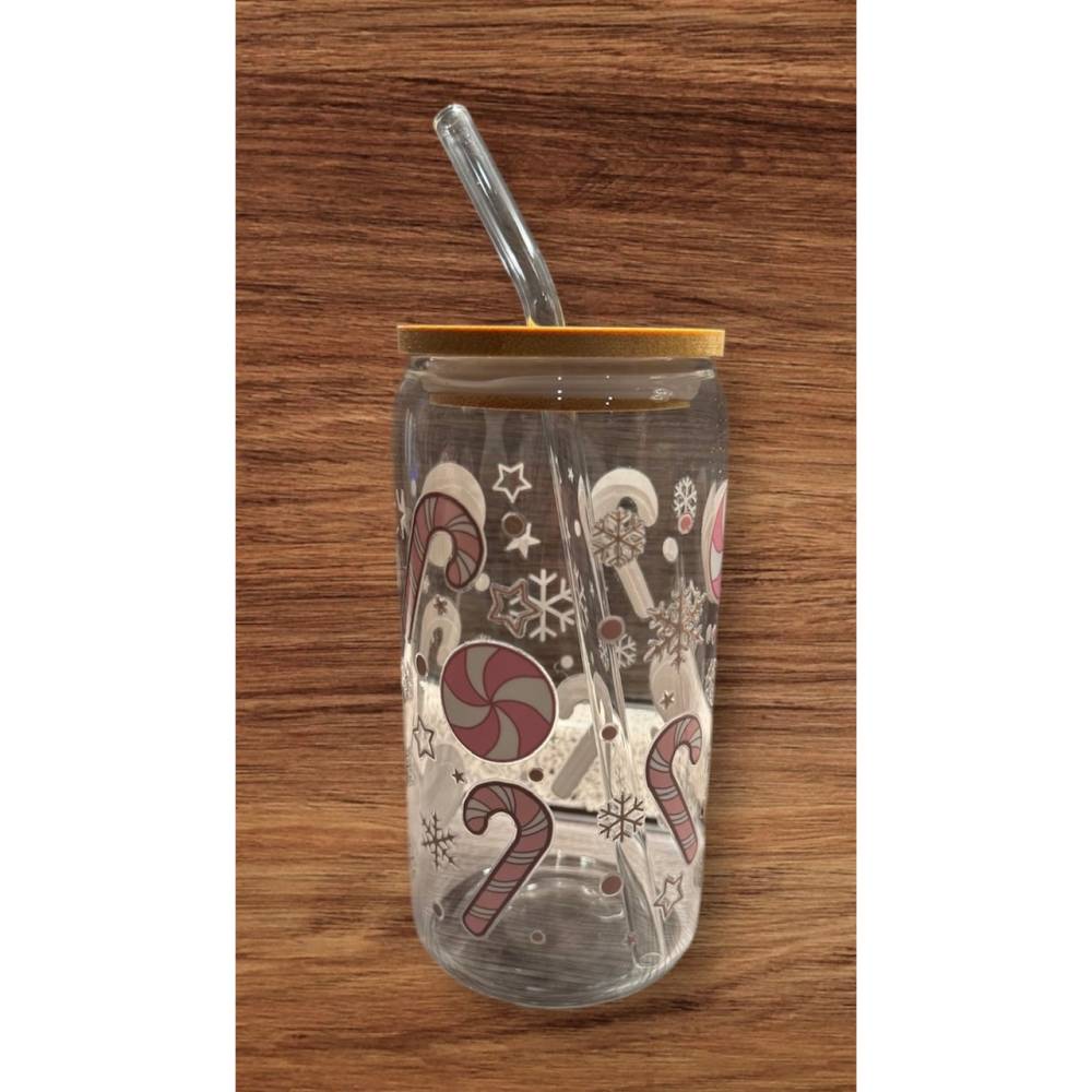 Glas mit Strohhalm I Eiskaffeeglas I Glas mit Deckel I Bambus Strohhalm I Bierdosenglas I Personalisiertes Glas
