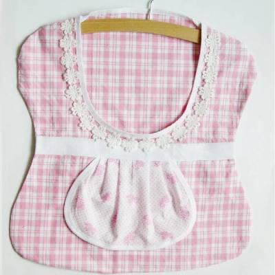Klammerbeutel, Wäscheklammer-Beutel upcycling mit Kleiderbügel Klammerkleidchen Vintage-Karo Aufbewahrung Wäscheklammern