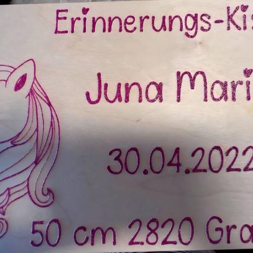 Erinnerungskiste mit Plott, Erinnerungen für Baby, Erster Body, Nabelschnur etc