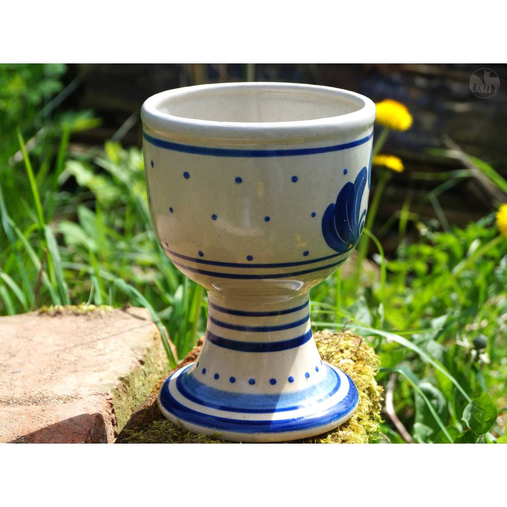 Vintage Übertopf in Art eines Pokals Tischvase Blumentopf Vase Bauernkeramik 70er Blumenvase eklektisch Landhausstil