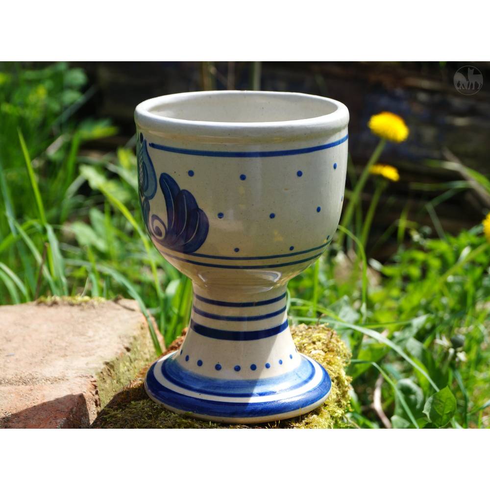 Vintage Übertopf in Art eines Pokals Tischvase Blumentopf Vase Bauernkeramik 70er Blumenvase eklektisch Landhausstil