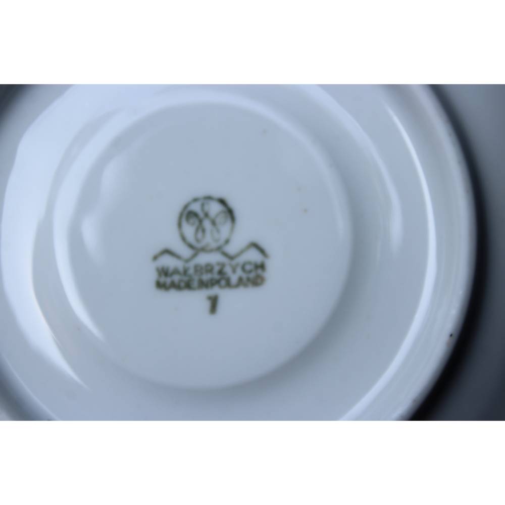 15 tlg. Prunk Kaffeeservice Barockstil hellbraun Perlmutt Goldauflage Watteaumalerei Walbrzych Porzellan Vintage Polen