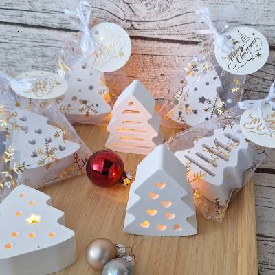 Deko Bäume mit Ballonlicht im Organzasäckchen ~ Lichtbäume ~ Weihnachtsbaum ~ Weihnachten