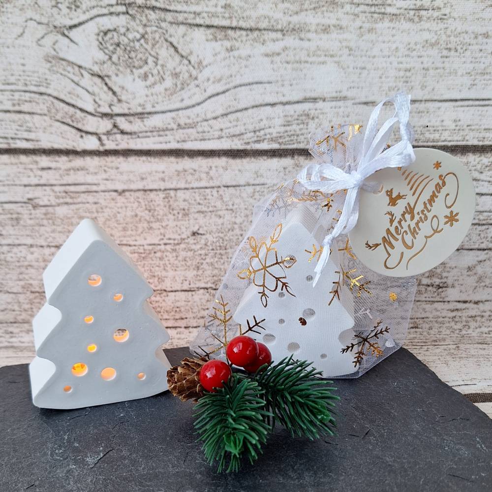 Deko Bäume mit Ballonlicht im Organzasäckchen ~ Lichtbäume ~ Weihnachtsbaum ~ Weihnachten