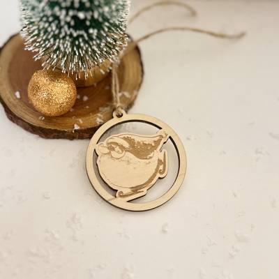 Weihnachtsmann Geschenkanhänger, Holz rund, Deko-Anhänger, Baumschmuck