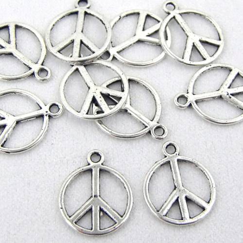 10 Anhänger Peace, kleine peace Schmuckanhänger, charm peace