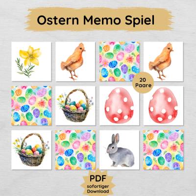 Ostern Memo Spiel für Kinder zum Ausdrucken, schöne Spielidee zum Osterfest