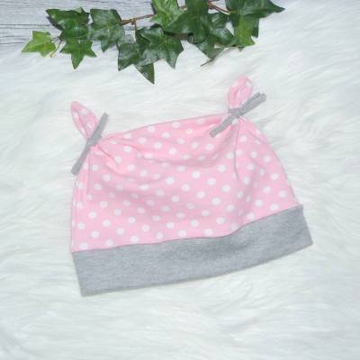 Ohrenmütze, Babymütze, Mütze, Gr.45-47cm KU, Punkte