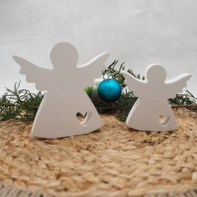 2er Set Engel in zwei Größen – Weihnachtsdeko & Engel aus Reliefgießpulver zum Hinstellen