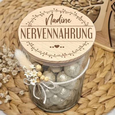 Nervennahrung Geschenk Kollegen, Vorratsglas mit Namen, Geschenk Arbeitskollegin, Geschenkidee Kleinigkeit Kollegin