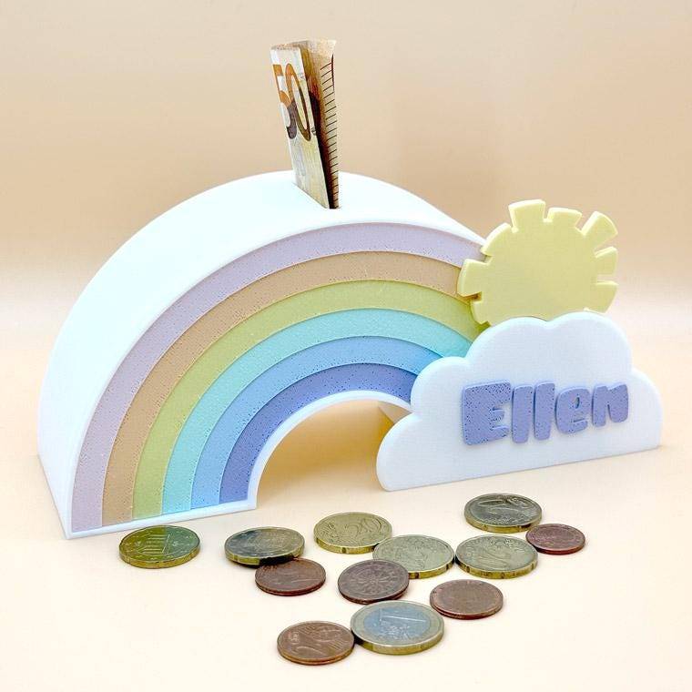 Regenbogen Spardose pastell - personalisierbar Bild 1