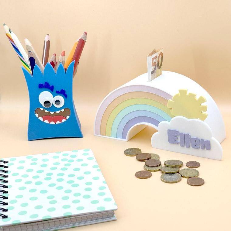 Regenbogen Spardose pastell - personalisierbar Bild 2