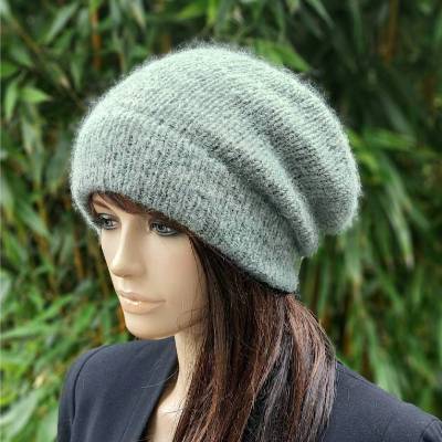 Strickmütze, Wolle, Alpaka, salbeigrün, Beanie, Mütze, Wollmütze, Wintermütze, gestrickt