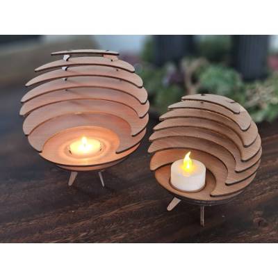 Eleganter Spiral-Teelichthalter aus Holz – Für ein faszinierendes Lichtspiel in Ihrem Zuhause, Teelichtständer, Teelicht
