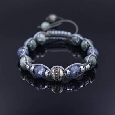 Herren Edelsteinen Armband 925 STERLING SILBER Saphir Falkenauge Hämatit, Geschenk für Mann, LIMITED EDITION
