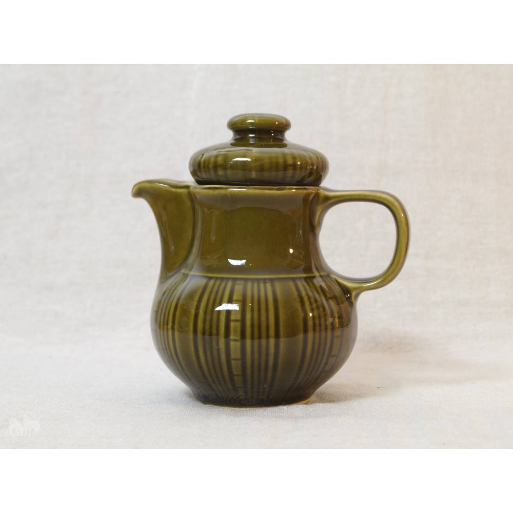 Kleine Kaffeekanne für stilvollen Kaffeegenuss grünbraunes Kännchen mit Deckel Colditz Porzellan DDR Kanne 280 ml