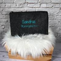 Filtztasche personalisiert I kleine Tasche mit Namen aus Filz I besticktes Täschchen für Kabelgedöns