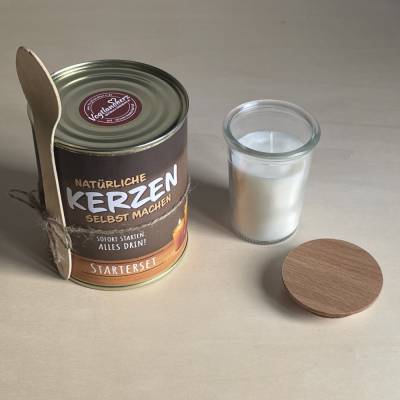 Kerze aus der Dose- DIY-Set mit 100g Sojawachs „Natürliche Kerzen selbst gießen“