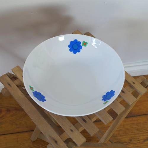 Weiße Porzellanschüssel Schale mit blauen Blumen Küche im Landhaus Stil Servierschüssel Salatschale Colditz