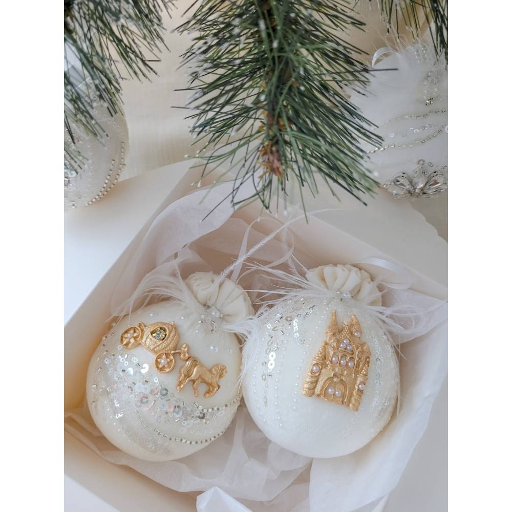 Weihnachtsbaumschmuck Weihnachtsdekor Weihnachtsgeschenk Tannenbaumschmuck Christbaumkugel weiß Aschenputtel Kutsche
