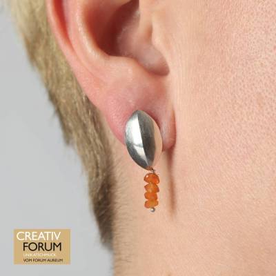 Ohrschmuck NAVETTE aus 935 Silber mit Karneol – Handgemacht & Elegant