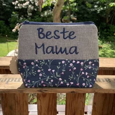 Beste Mama // Schminktasche // Kosmetiktasche // Geschenk // Schminktäschchen // Kulturbeutel