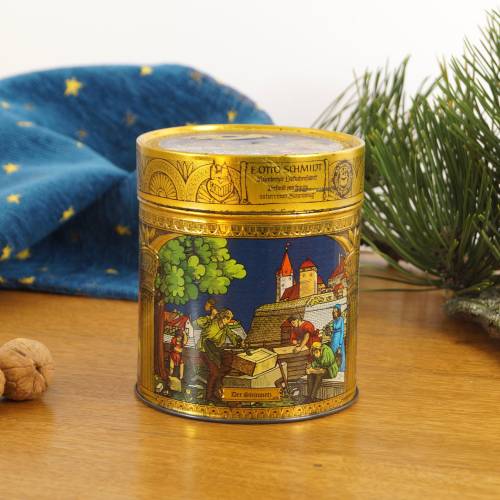 Vintage Blechdose mit Deckel für 6 feine Nürnberger Lebkuchen von E. Otto Schmidt alte Keksdose runde Keks Box Weihnacht