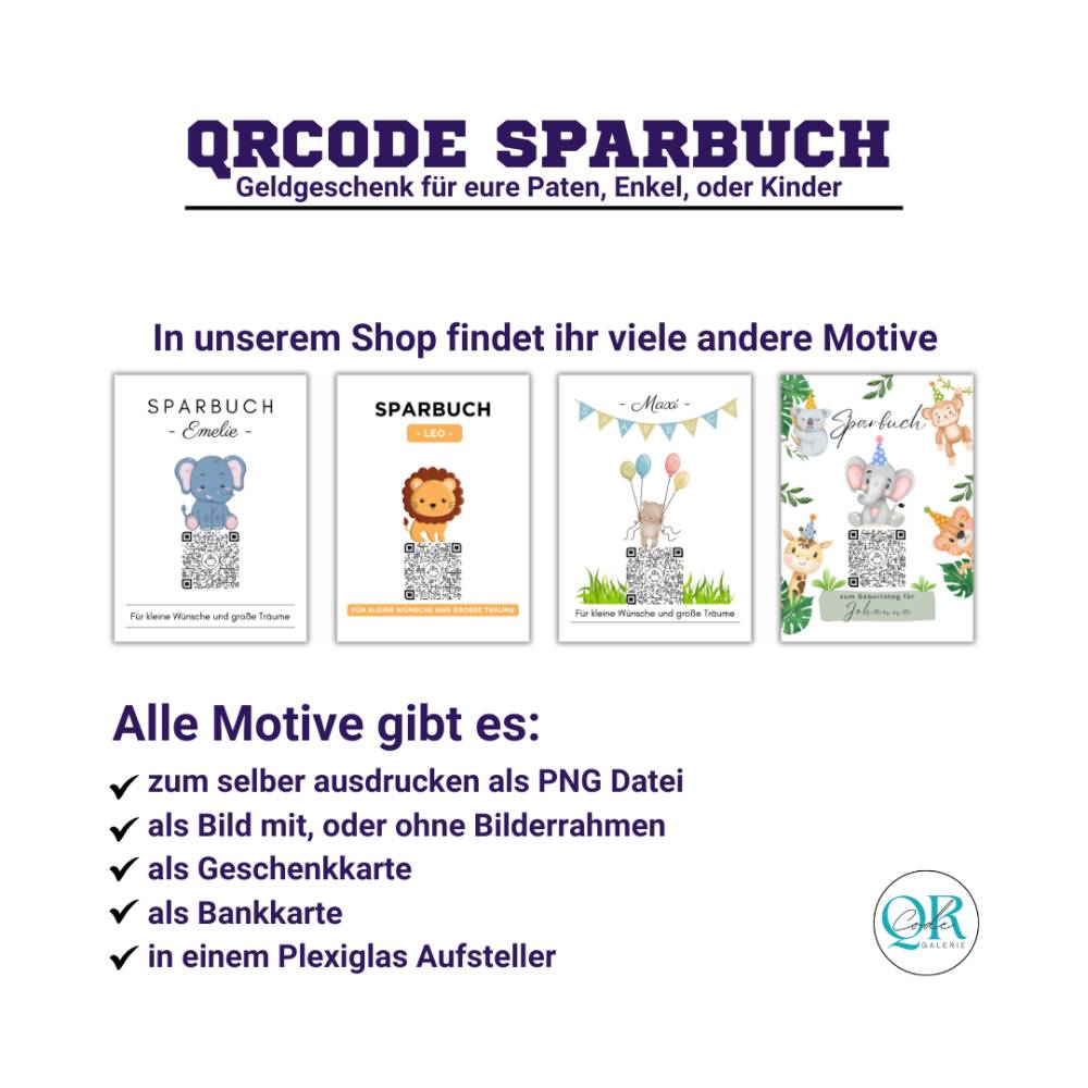 Baby Geldgeschenk | Digitales Sparkonto | Personalisiertes QrCode Bild | Motiv Geburt Rosa Bild 10