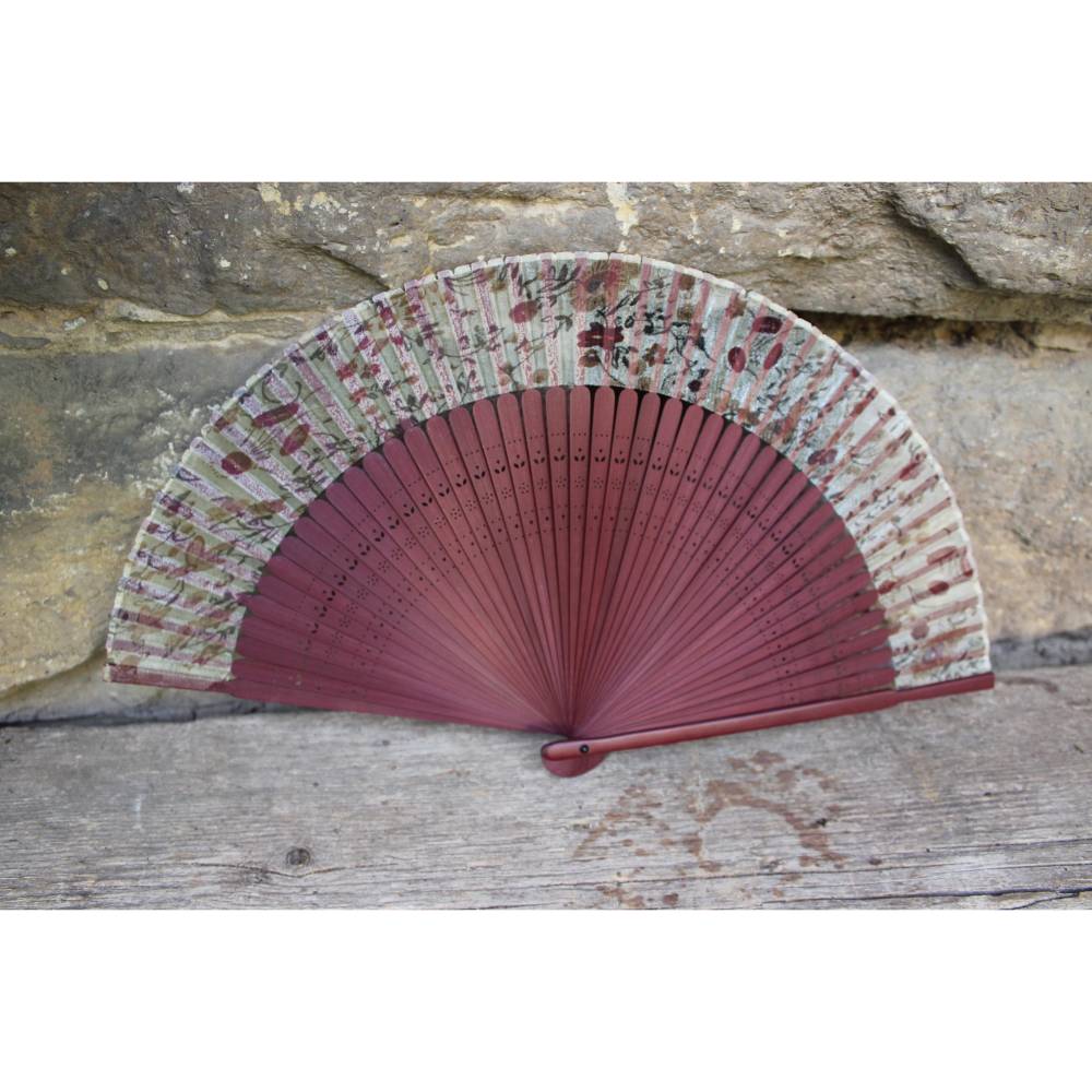japanischer Handfcher Vintage Blumen Fcher Bambus und Seide