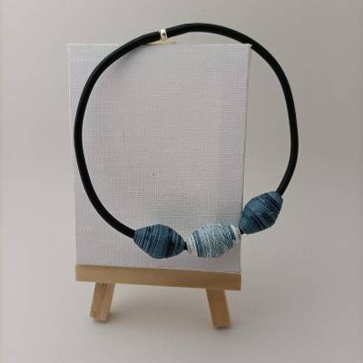 Armband aus Tapetenperlen - Upcycling - Damenarmband in Blau
