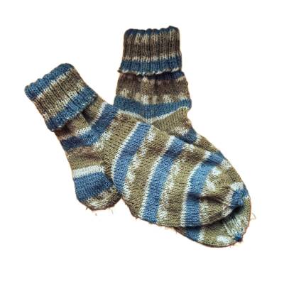 Handgestrickte Kindersocken Größe 34/35 Unisex – Warme Wollsocken mit Fadenverlauf