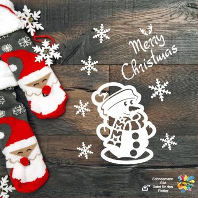 Plotter / Lasercutter / 3D-Druck Schneemann Bild SVG & DXF & STL Dateiformate