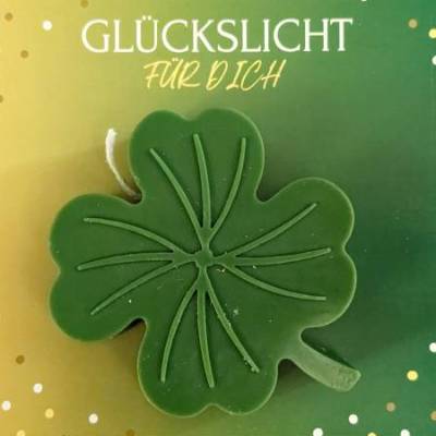 Kerze Kleeblatt - Kleeblattkerze - Glücksbringer - Glückslicht - Neujahr 2025