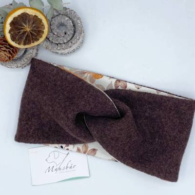 Stirnband extra breit , KU 56 - 58 cm, Walkloden, Winter Stirnband