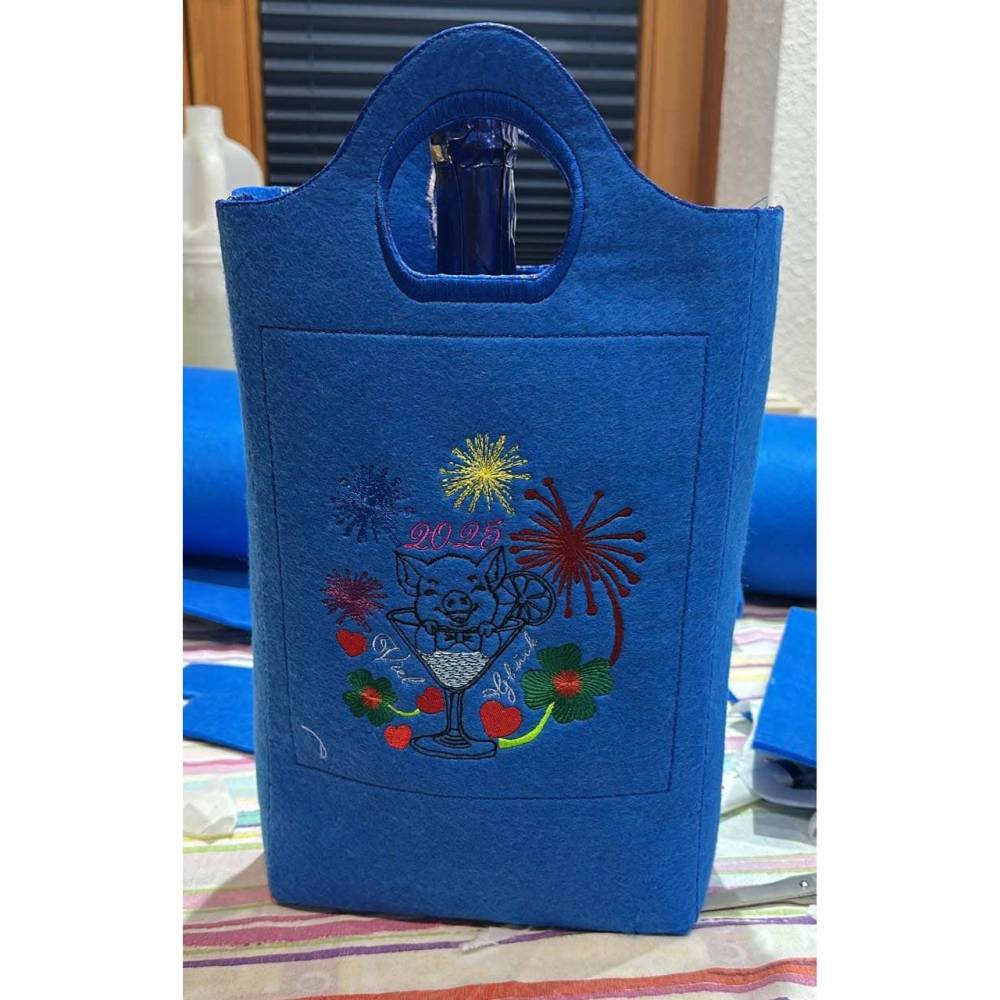 Stickdatei Silvester 2025 Schweinchen 13x18 cm Bild 7