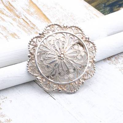 wunderschöne, filigrane, antike silber Brosche, Weihnachtsgeschenk