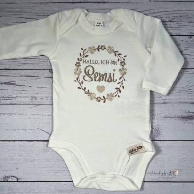 Babybody mit Namen bestickt I personalisierter Baby Body I Langarm Body personalisiert I Geschenk zur Geburt Taufe