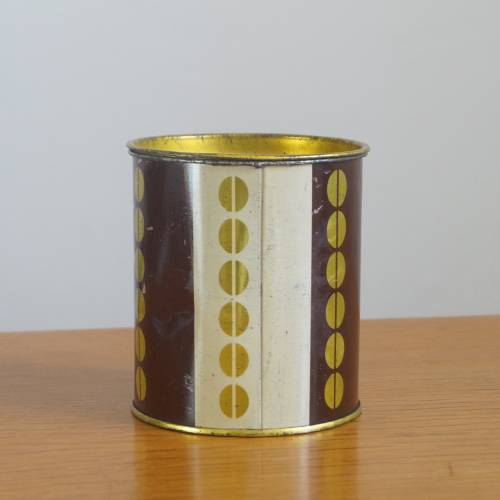 Runde Kaffeedose mit Deckel kleine Dose von VEB Bero für 250g Kaffee "Mona" Deckeldose braun gold alte Blechdose DDR