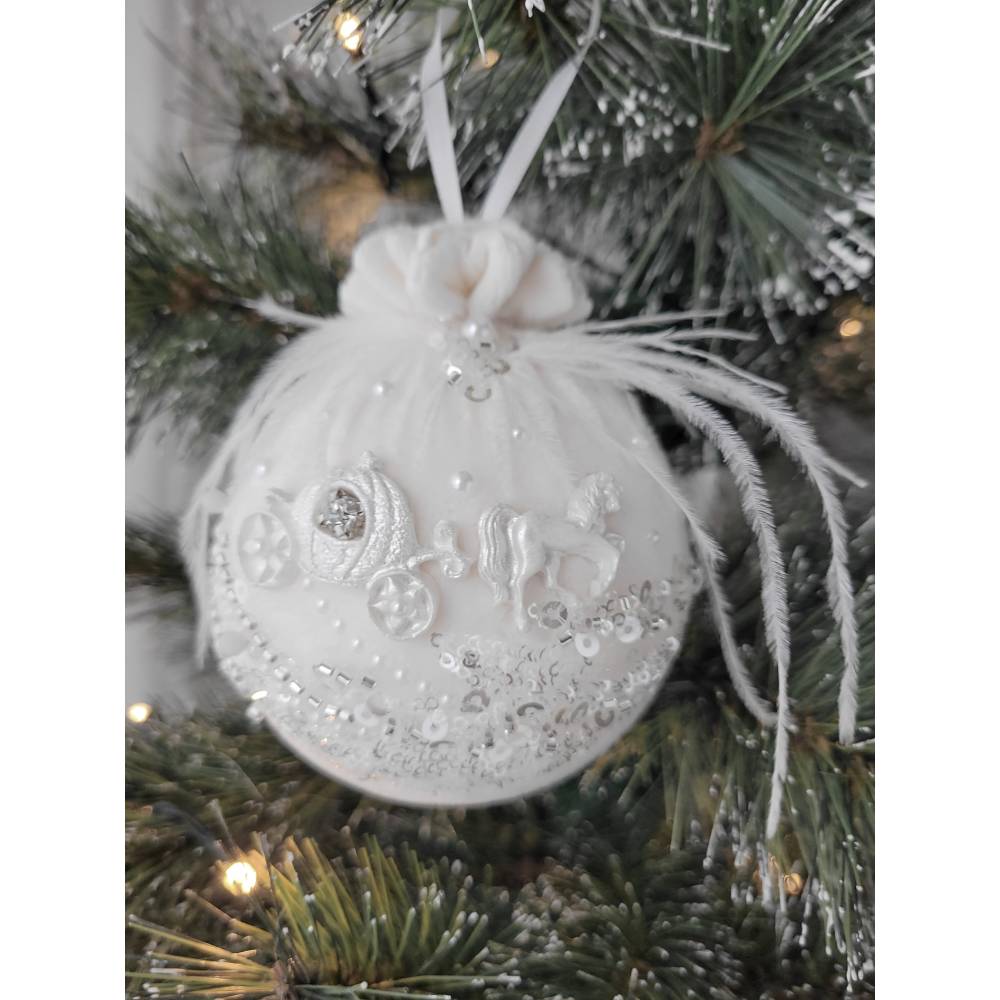 Weihnachtsbaumschmuck Weihnachtsdekor Weihnachtsgeschenk Tannenbaumschmuck Christbaumkugel weiß Aschenputtel Kutsche