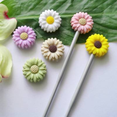 Maschenstopper aus Silikon, 2 Nadelstopper Gänseblümchen für Stricknadeln, 6 Farben zur Auswahl