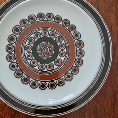 Vintage TELLER - Scandic in braun, Punktedesign von Thomas - 70er Jahre, von Oma Albine