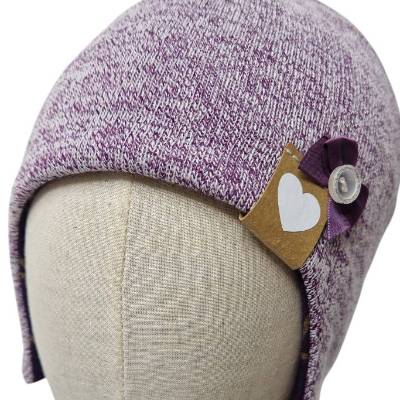 Kinder Mütze mit Dreieckstuch lila – Handgemachtes Winter-Set für Mädchen
