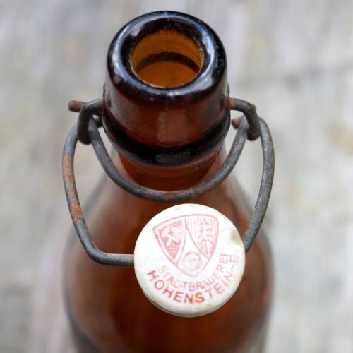 Glasflasche mit Bügelverschluss "Stadtbrauerei Hohenstein E." braune Bügelflasche antike Bierflasche Bügelverschluss