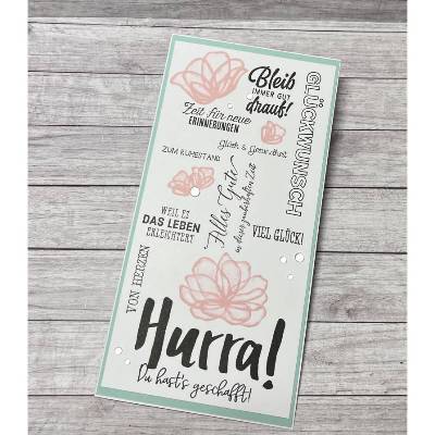 Glückwunschkarte Ruhestand Rente „Hurra - Du hast es geschafft“ Karten Grußkarten Glückwünsche Frauen Blume Stampin‘ Up!