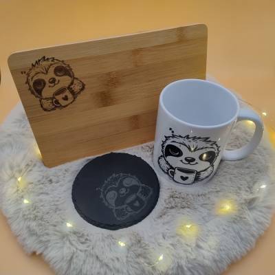 Faultier - Tasse, Frühstücksbrett, Untersetzer 