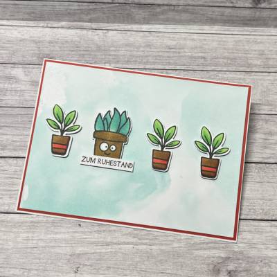 Glückwunschkarte Ruhestand Rente Abschied Karten Grußkarten Pflanzen Handmade