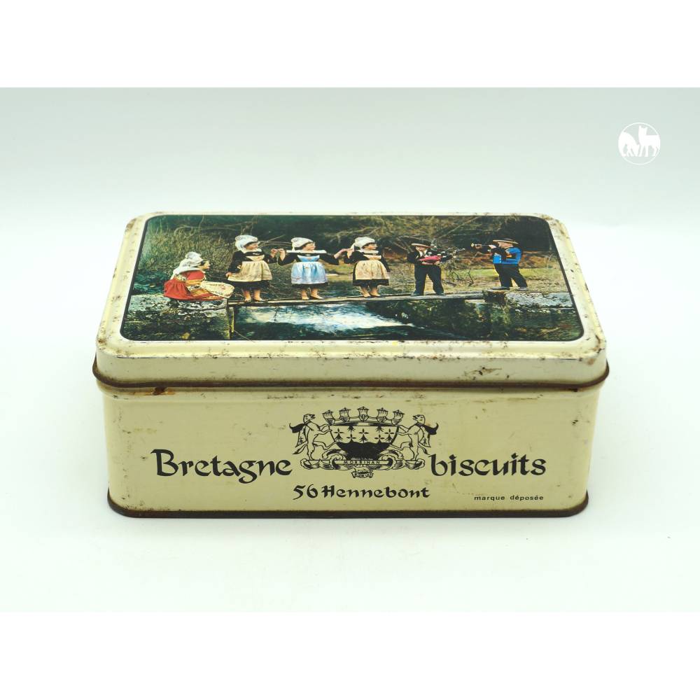 Französische Folklore Blechdose Keksdose Blechschachtel Bretagne biscuits Deckeldose Küchendeko Morbihan Hennebont