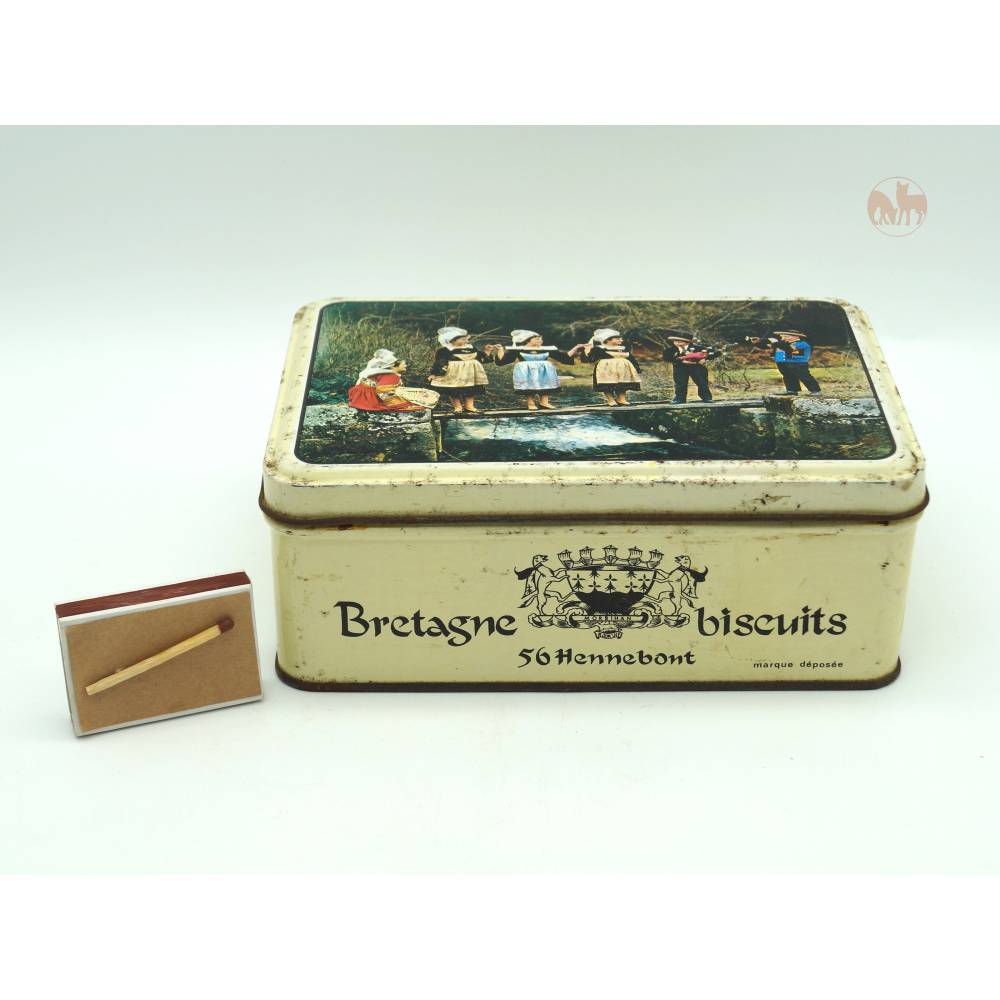 Französische Folklore Blechdose Keksdose Blechschachtel Bretagne biscuits Deckeldose Küchendeko Morbihan Hennebont