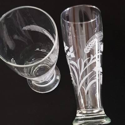 Vintage 70er,  6 Weissbiergläser 0,5 l, Weizengläser mit Gravur,