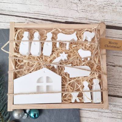 Mini Weihnachtskrippe in Holzbox ~ Krippe zu Weihnachten in Geschenkbox ~ Deko